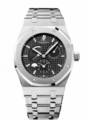 replica Audemars Piguet - 26120ST.OO.1220ST.03 Royal Oak Dual Time Stainless Steel / Black watch