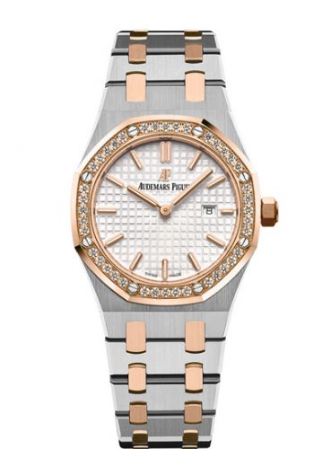 replica Audemars Piguet - 67651SR.ZZ.1261SR.01 Royal Oak 67651 Quartz Stainless Steel / Pink Gold / Diamond / Silver / Bracelet watch