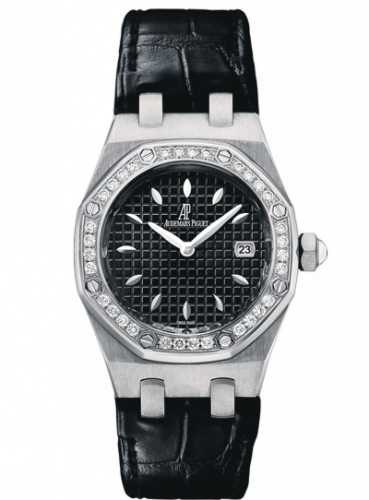 replica Audemars Piguet - 67621ST.ZZ.D002CR.01 Royal Oak Quartz 67621 Stainless Steel / Diamond / Black / Alligator watch