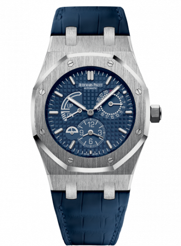 replica Audemars Piguet - 26124ST.OO.D018CR.01 Royal Oak 26124 Dual Time Stainless Steel / Blue / Strap watch