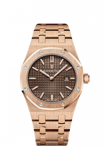 replica Audemars Piguet - 67650OR.OO.1261OR.01 Royal Oak 67650 Quartz Pink Gold / Brown watch