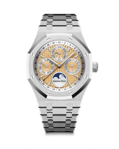 replica Audemars Piguet - 26611PT.OO.1220PT.01 Royal Oak Perpetual Calendar 41 Platinum / Salmon watch - Click Image to Close