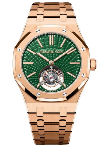 replica Audemars Piguet - 26533OR.OO.1220OR.01 Royal Oak Self-Winding Flying Tourbillon Pink Gold / Green watch - Click Image to Close