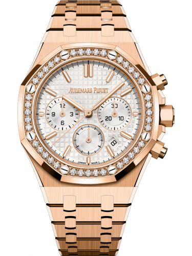 replica Audemars Piguet - 26715OR.ZZ.1356OR.01 Royal Oak Chronograph 38 Pink Gold - Diamond / Silver watch