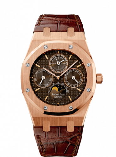 replica Audemars Piguet - 26252OR.OO.D092CR.01 Royal Oak Perpetual Calendar Pink Gold / Brown / Strap watch