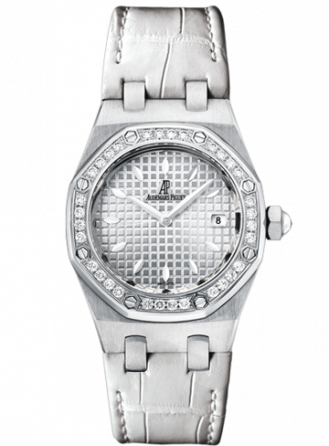 replica Audemars Piguet - 67621ST.ZZ.D012CR.02 Royal Oak Quartz 67621 Stainless Steel / Diamond / Silver / Alligator watch