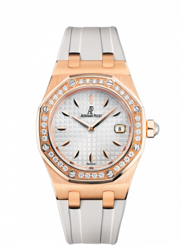 replica Audemars Piguet - 67621OR.ZZ.D010CA.01 Royal Oak Quartz 67621 Pink Gold / Diamond / Silver / Rubber watch