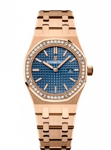 replica Audemars Piguet - 67651OR.ZZ.1261OR.02 Royal Oak 67651 Quartz Pink Gold / Blue / Bracelet watch - Click Image to Close