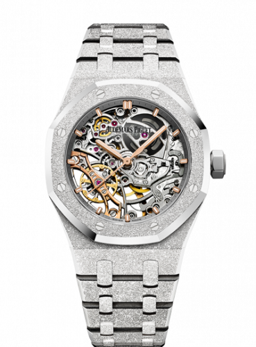 replica Audemars Piguet - 15407BC.GG.1224BC.01 Royal Oak 41 Double Balance Wheel Openworked Frosted White Gold watch - Click Image to Close