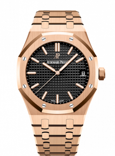 replica Audemars Piguet - 15500OR.OO.1220OR.01 Royal Oak 15500 Pink Gold / Black watch - Click Image to Close