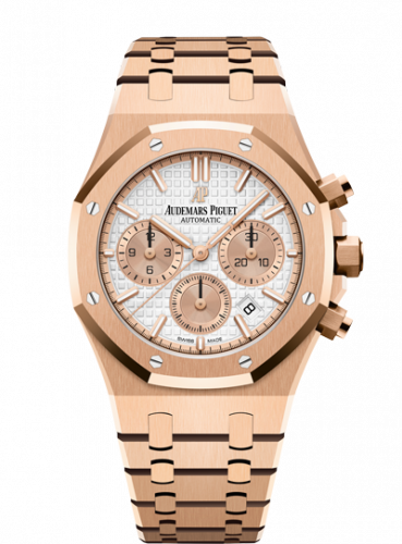 replica Audemars Piguet - 26315OR.OO.1256OR.01 Royal Oak Chronograph 38 Pink Gold / Silver watch - Click Image to Close