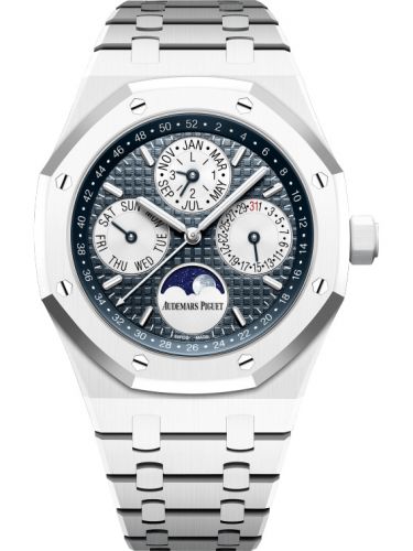 replica Audemars Piguet - 26579CB.OO.1225CB.01 Royal Oak Perpetual Calendar 41 White Ceramic / Blue watch