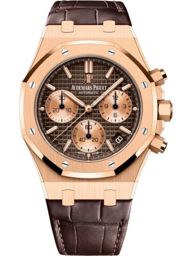 replica Audemars Piguet - 26239OR.OO.D812CR.01 Royal Oak Chronograph 41 Pink Gold / Brown / Alligator watch