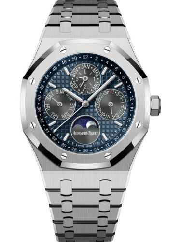 replica Audemars Piguet - 26574TI.OO.1220TI.01 Royal Oak Perpetual Calendar 41 Titanium / Blue watch - Click Image to Close