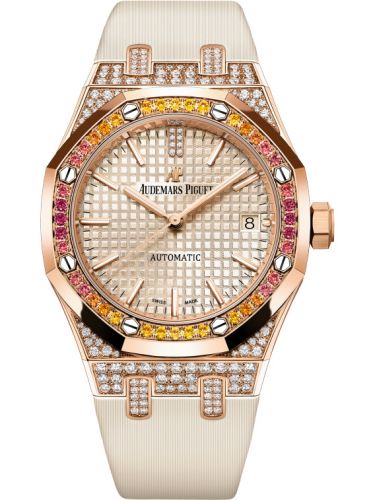 replica Audemars Piguet - 15452OR.ZY.D038VE.01 Royal Oak Selfwinding 37 Pink Gold / Sapphire / Beige watch