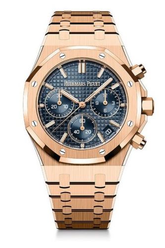 replica Audemars Piguet - 26240OR.OO.1320OR.0 Royal Oak Chronograph 41 Pink Gold / Blue / 50th Anniversary watch
