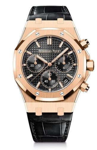 replica Audemars Piguet - 26240OR.OO.D002CR.01 Royal Oak Chronograph 41 Pink Gold / Black / Strap / 50th Anniversary watch - Click Image to Close