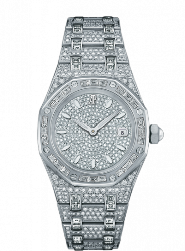 replica Audemars Piguet - 67604BC.ZZ.1211BC.01 Royal Oak 67604 Quartz White Gold / Diamond / Diamond / Bracelet watch - Click Image to Close