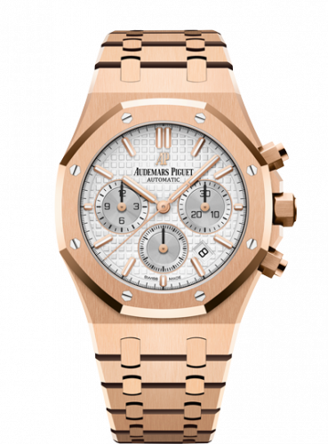replica Audemars Piguet - 26315OR.OO.1256OR.02 Royal Oak Chronograph 38 Pink Gold / Silver watch - Click Image to Close
