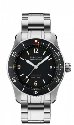 replica Bremont - S300/BK/BR Supermarine S300 Stainless Steel / Black / Bracelet watch - Click Image to Close
