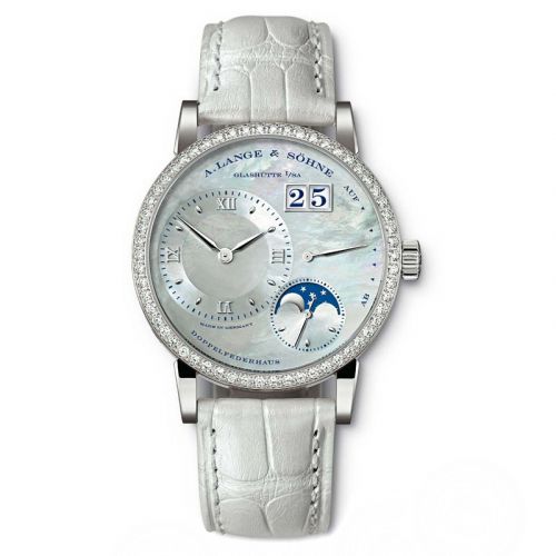 replica A. Lange & Söhne - 819.048 Little Lange 1 Moonphase White Gold - Diamond / MOP watch - Click Image to Close