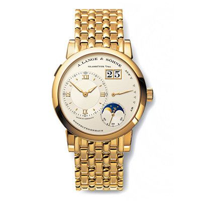 replica A. Lange & Söhne - 109.321 Lange 1 Moonphase Yellow Gold / Silver / Bracelet watch - Click Image to Close