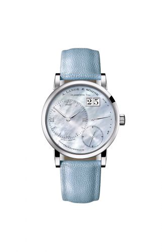 replica A. Lange & Söhne - 113.043 Kleine Lange 1 White Gold / Blue Mother of Pearl watch - Click Image to Close