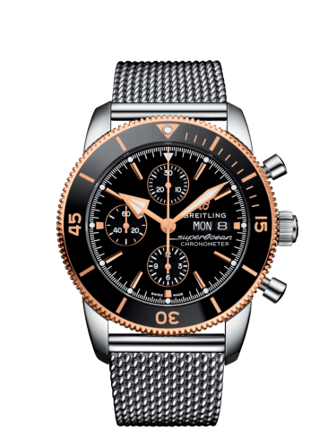 Breitling watch replica - U13313121B1A1 Superocean Heritage II Chronograph 44 Stainless Steel / Rose Gold / Black / Milanese