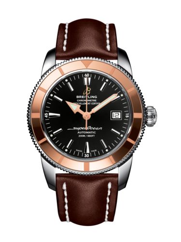 Breitling watch replica - U1732112.BA61.437X Superocean Heritage 42 Stainless Steel / Red Gold / Volcano Black / Calf - Click Image to Close