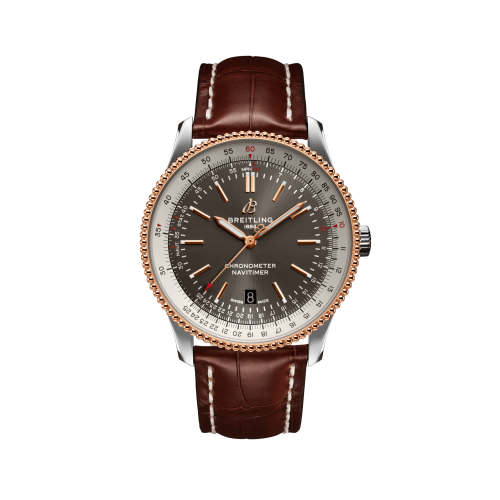 best replica Breitling - U17326211M1P1 Navitimer Automatic 41 Automatic Stainless Steel / Rose Gold / Grey / Croco / Pin watch