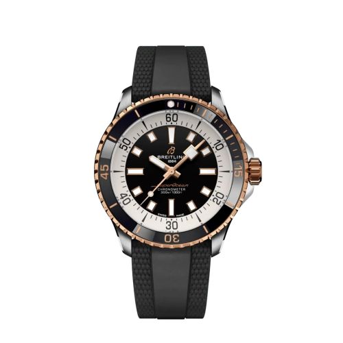 Fake breitling watch - U17375211B1S1 SuperOcean Automatic 42 Stainless Steel - Red Gold / Black / Rubber - Click Image to Close