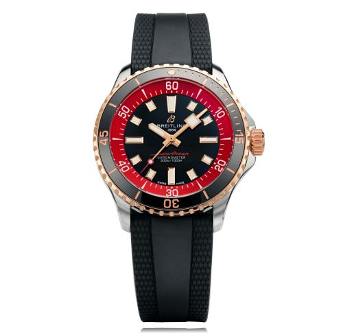 Fake breitling watch - U173752A1B1S1 SuperOcean Automatic 42 Stainless Steel - Red Gold / Black - Red / Bucherer