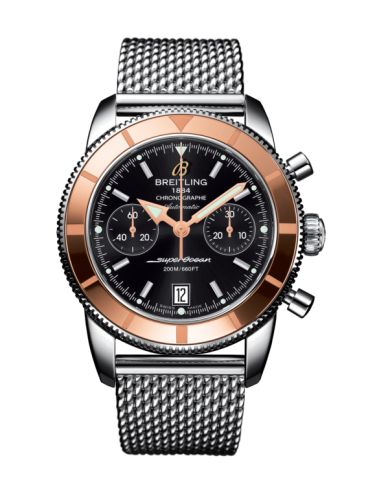Breitling watch replica - U2337012.BB81.154A Superocean Heritage 44 Chronograph Stainless Steel / Red Gold / Black / Milanese - Click Image to Close