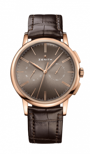 replica Zenith - 18.2270.4069/18.C498 Elite Chronograph Classic Rose Gold / Grey / Alligator watch