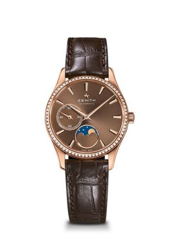 replica Zenith - 22.2310.692/75.C709 Elite Ultra Thin Lady Moonphase Rose Gold / Brown / Diamond watch - Click Image to Close