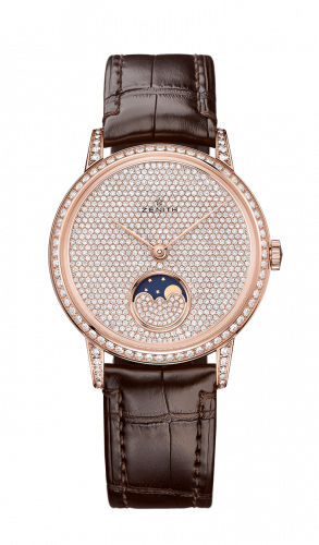 replica Zenith - 22.2320.690/79.C713 Elite Lady Moonphase Rose Gold / Diamond / Alligator watch