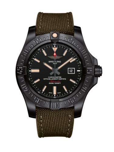 replica Breitling - V1731010/BD12/105W/M20BASA.1 Avenger Blackbird 48 Black Titanium / Volcano Black / Military / Pin watch - Click Image to Close
