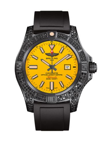 replica Breitling - V17310AU.I529.137S Avenger Blackbird 48 Black Titanium / Diamondworks / Cobra Yellow / Rubber watch
